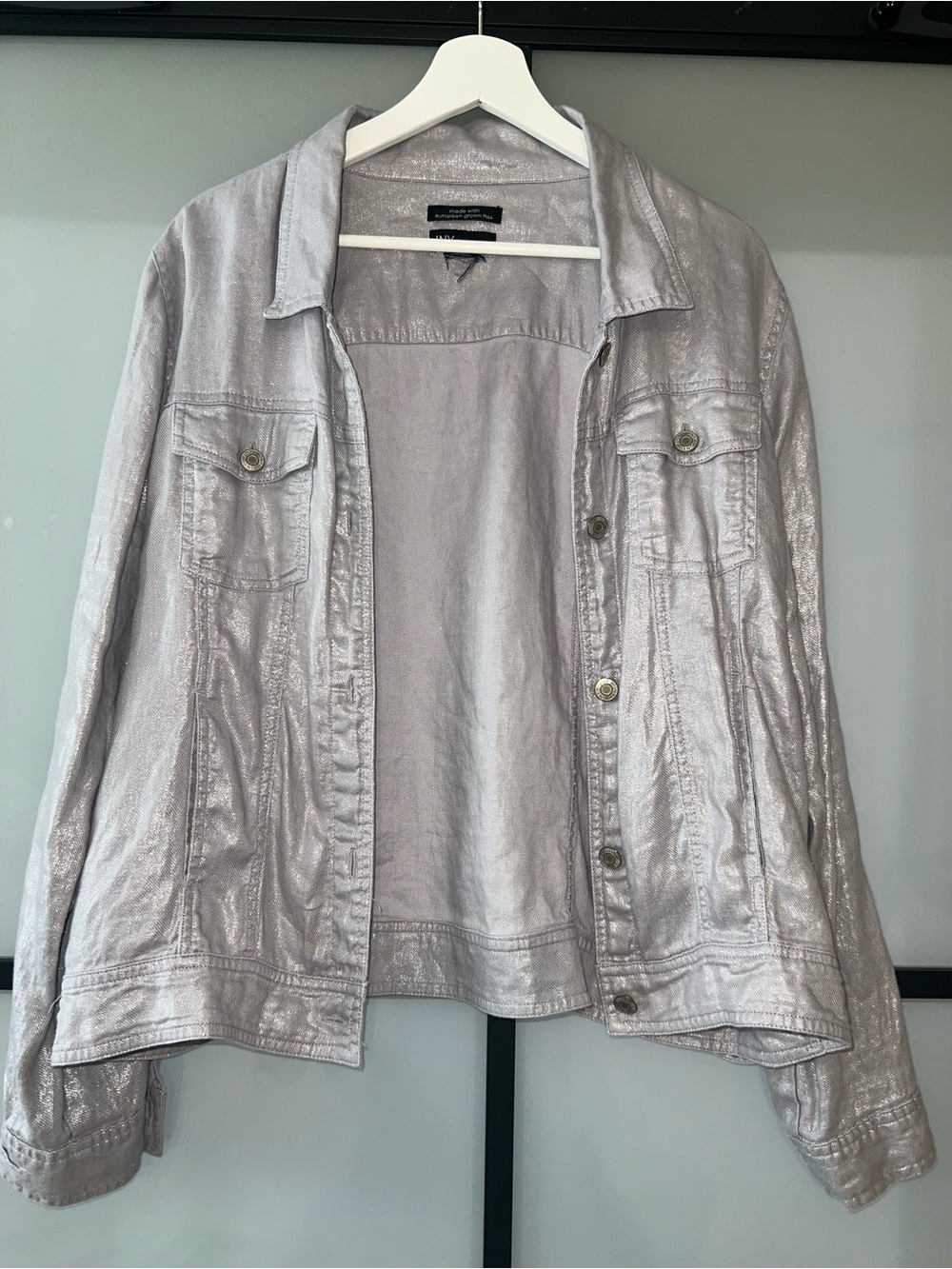 JNY Jones New York Metallic Silver Flax Jacket